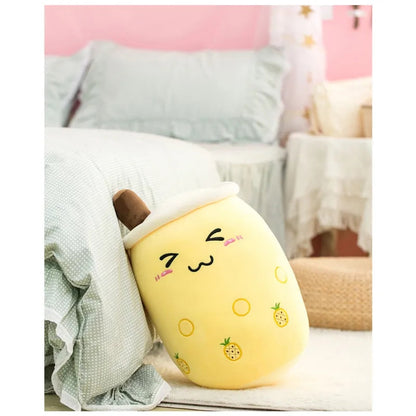 Pineapple Boba Tea Plush Pillow Super Soft Cushion