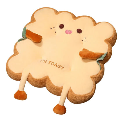Cute Toasted Chair Pad: Simulated Bread Toast Cushion, Stuffed with Memory Foam, Ideal for Sofa, Chair, and Decorative Seat Cushion